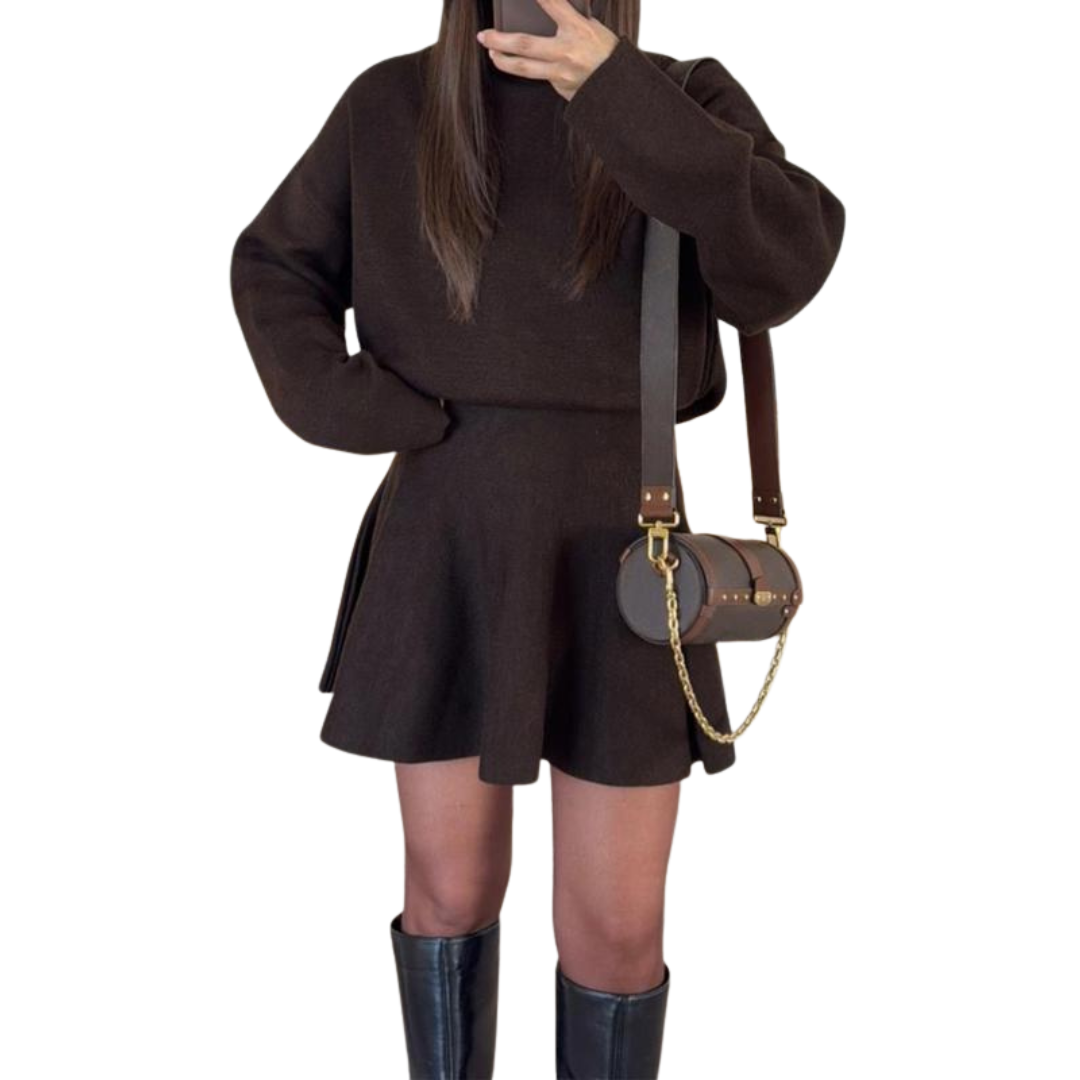 Joetta | Half-High Neck Loose Fit Knit Sweater Dress