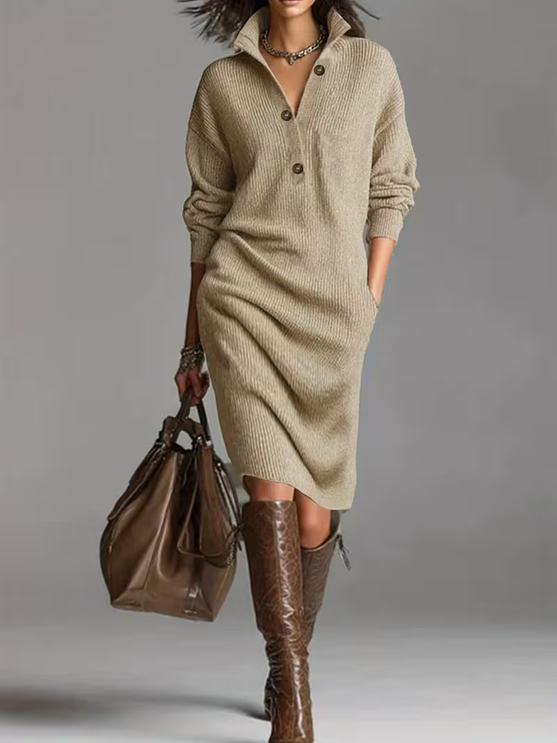 Maribel | Soft Knitted Button Dress