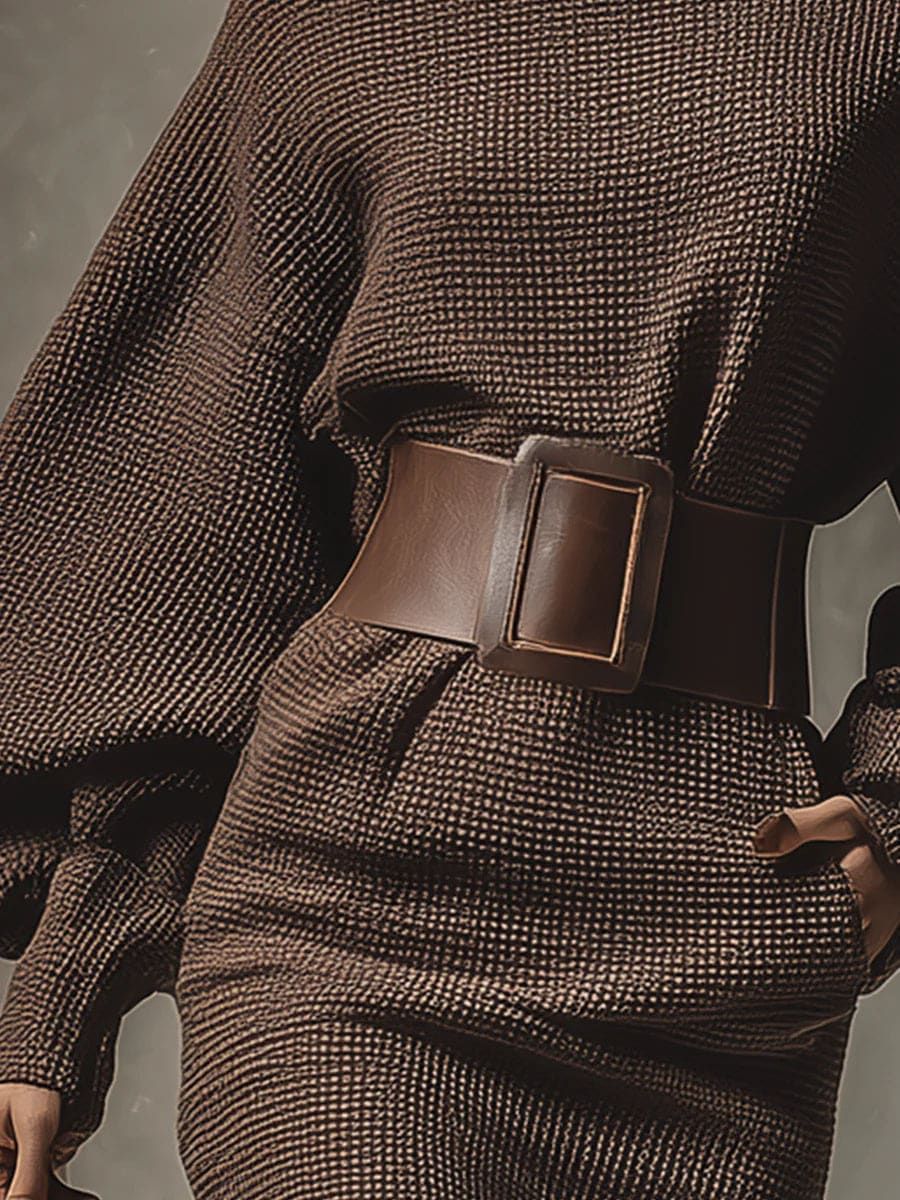 Camille | Short Knitted Dress With Structured Belt